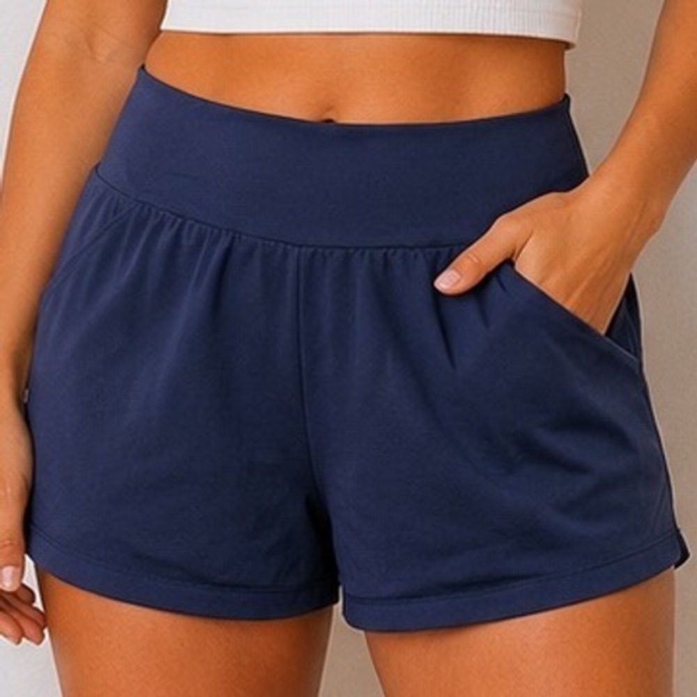 Halara Women's Large Long High Waisted Flowy Athletic Shorts Navy Tennis Active